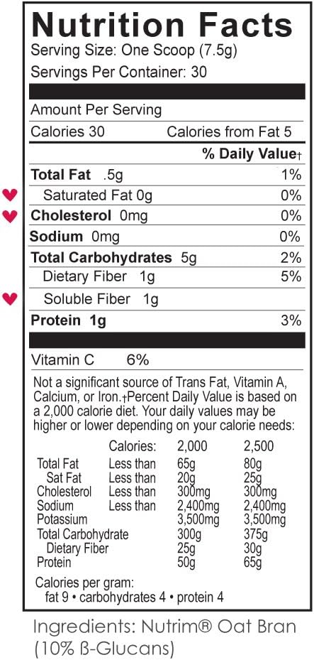 Nutrim® 4-30 Serving Cans (120 Servings) 2-Month Supply - Oat Beta Glucans Help Lower Cholesterol Naturally