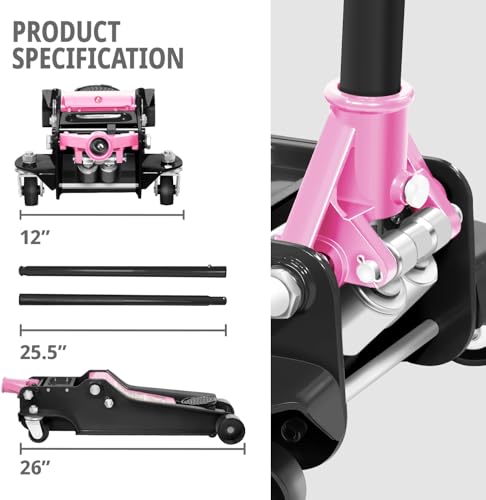 DNA MOTORING Floor Jack 3 Ton (6000 lbs) Capacity, Fast Lift Service Jack Low Profile Steel Heavy Duty Hydraulic Car Jack, Lifting Range 3"-20", Black, TOOLS-00475-BK