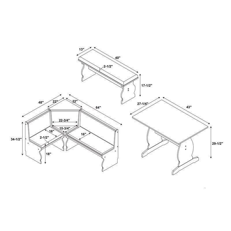 Riverbay Furniture Breakfast NOOK Set in Charcoal