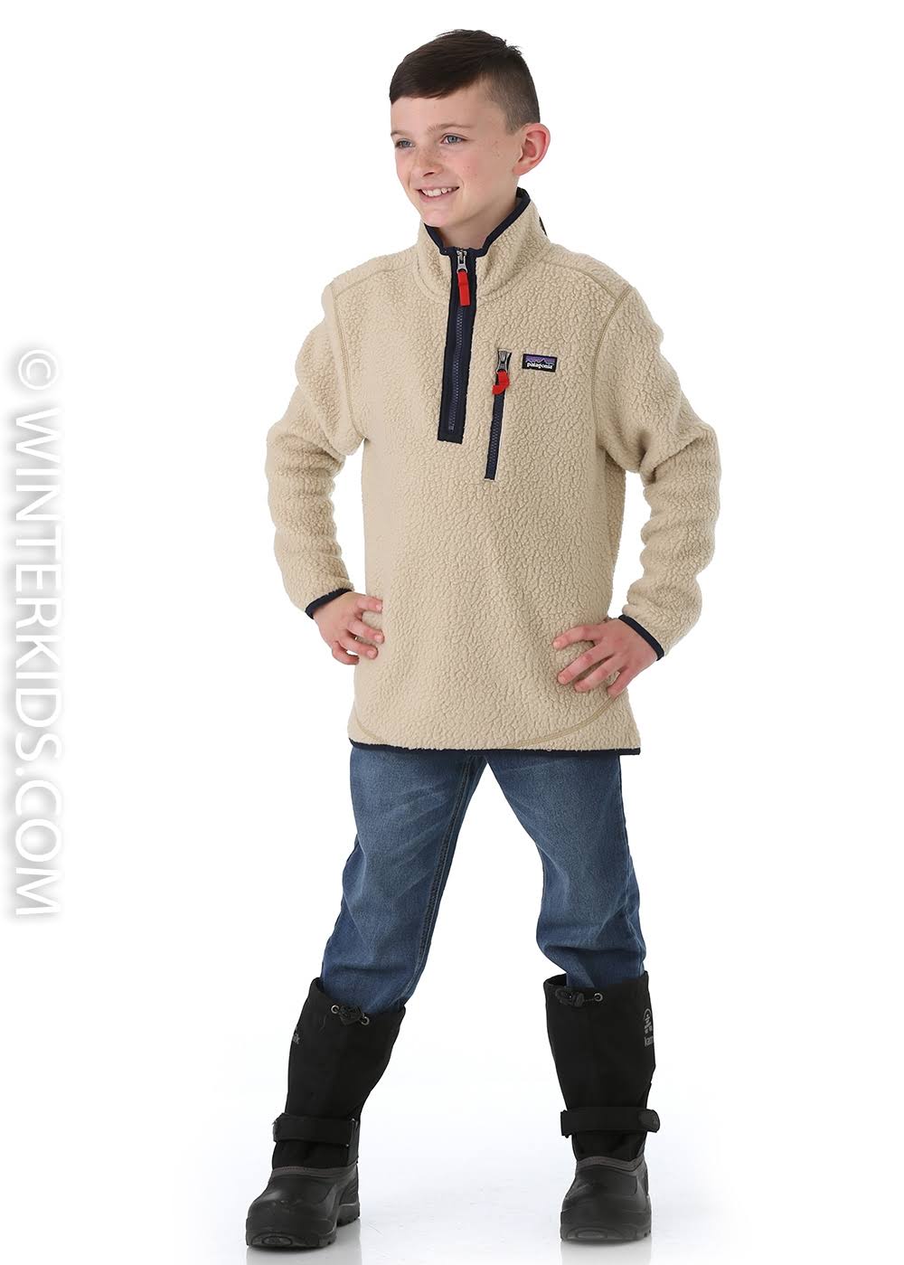 Patagonia Boys Retro Pile 1/4 Zip El Cap Khaki / M