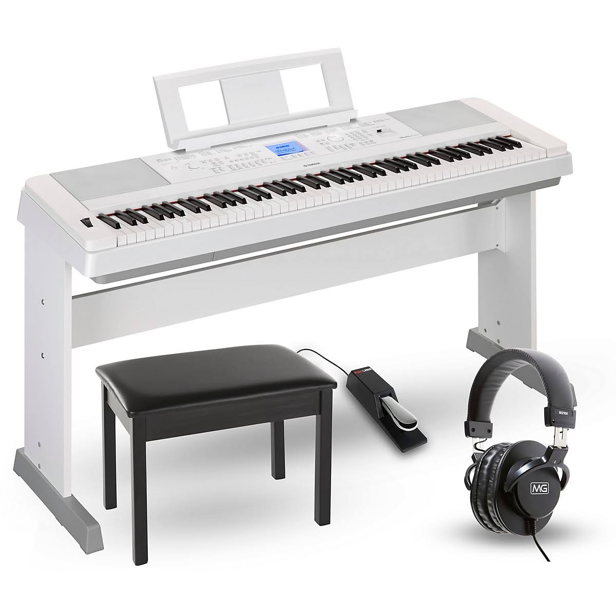 Yamaha DGX-660 88-Key Portable Grand Piano Package White Home
