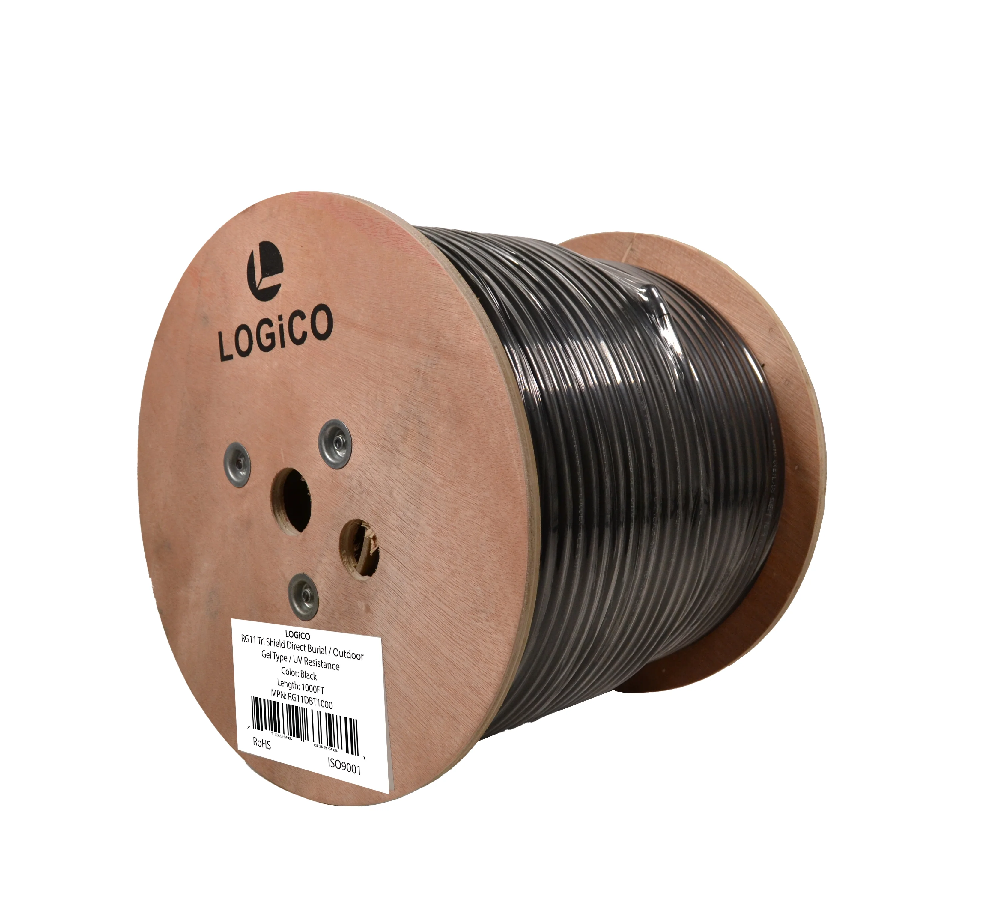 RG11 Coaxial Cable Tri Shield 14AWG Outdoor/Direct Burial Gel Flooded/ Underground Gel flooded Weather Resistant 1000ft Black Jacket