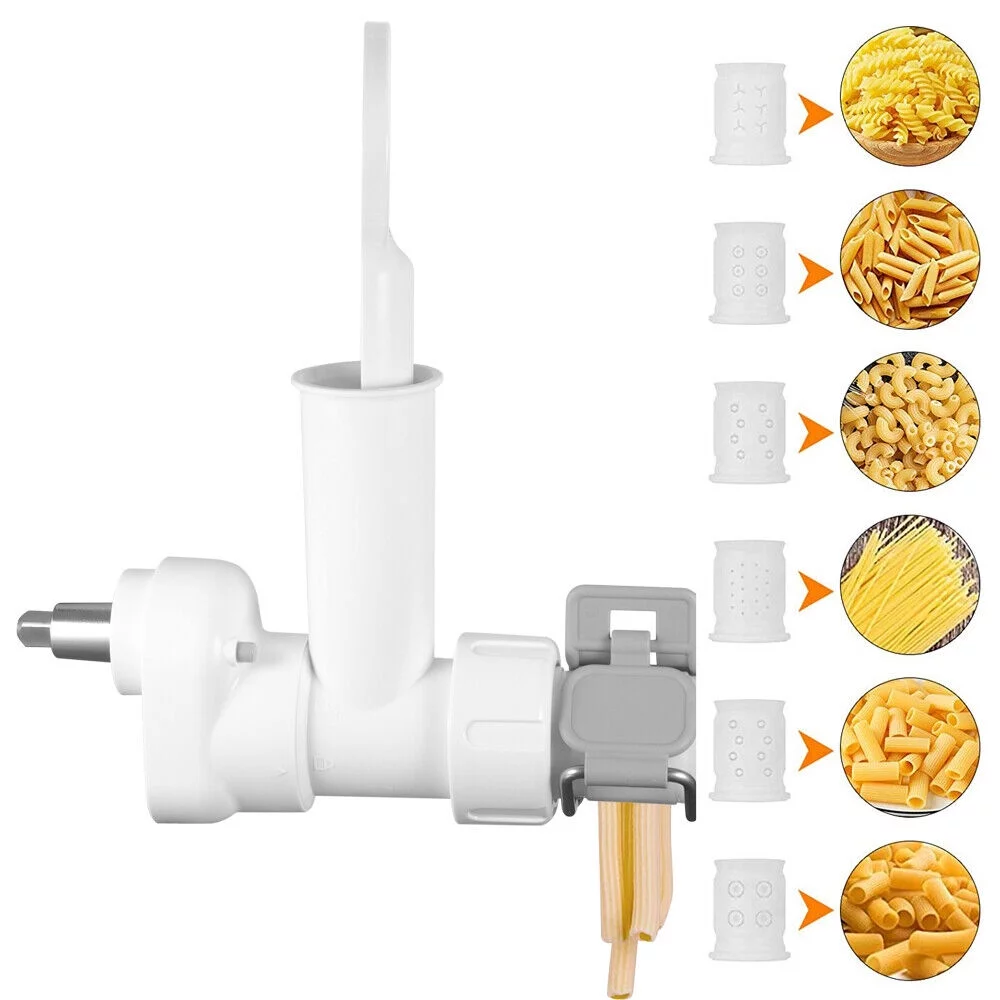KingFurt 6X Pasta Roller & Food Meat Grinder Attachment- Automatic Spaghetti Noodle Maker for KitchenAid Mixers - White
