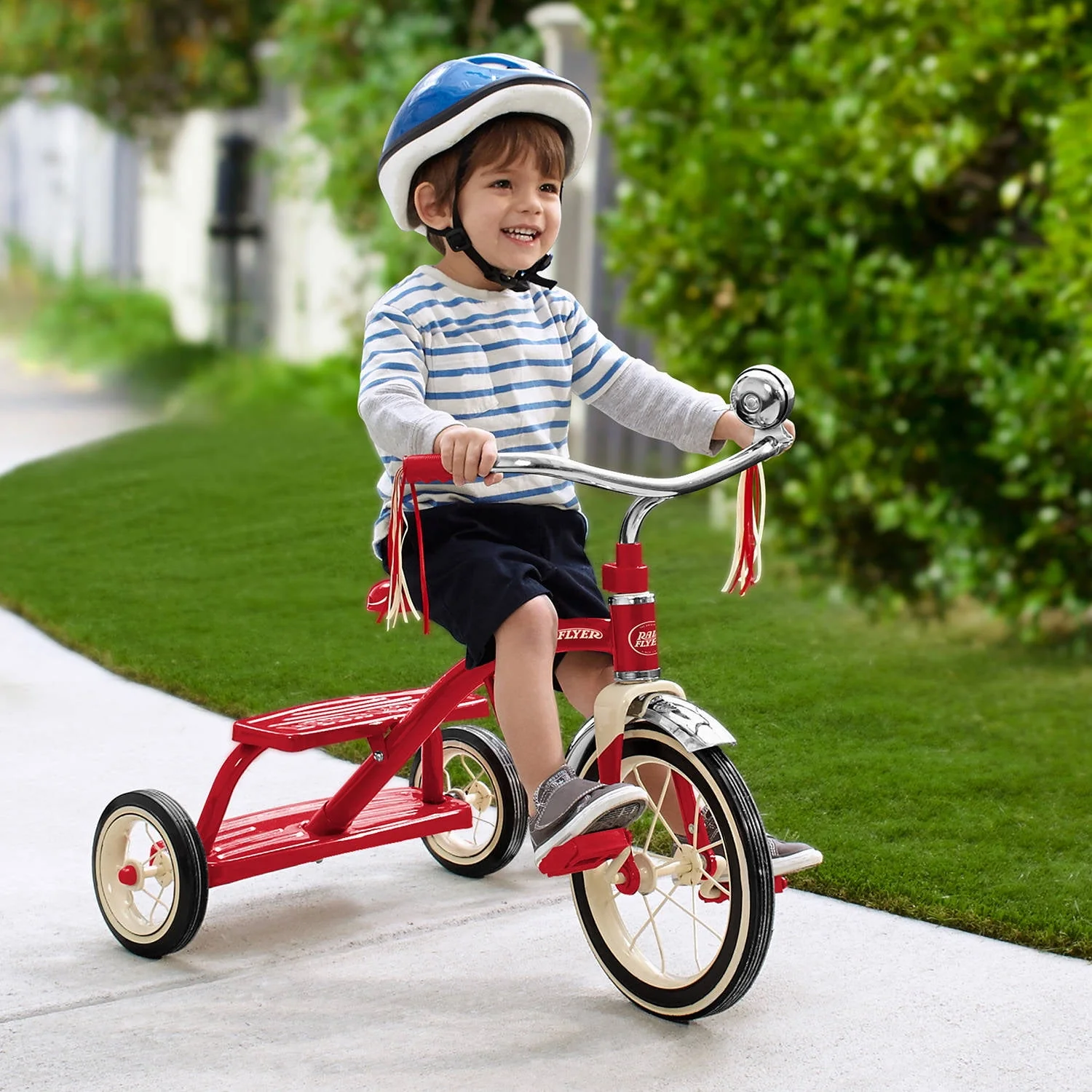 Radio Flyer, Classic Red Dual Deck Tricycle, 12 Front Wheel, Red