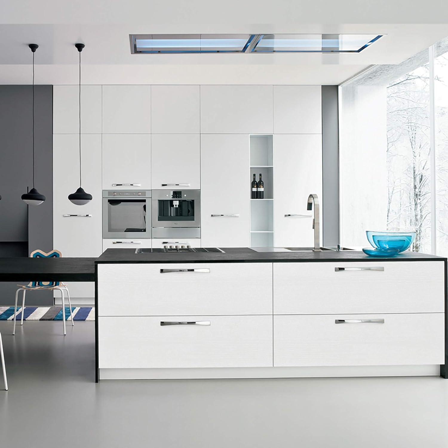 Futuro Futuro Island-mount DUCTED only Range Hood 54" 940-CFM | Skylight | Stainless Steel Vent Hood | Unique In-Ceiling Exhaust Hood |Remote Control, Ultra-Quiet with Blower