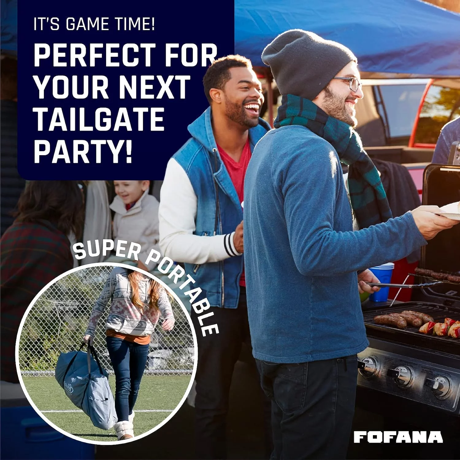 FOFANA All Weather Sports Pod Tent for up to 4 People - Pop up tent - Sports Tent with Clear and Mesh Windows
