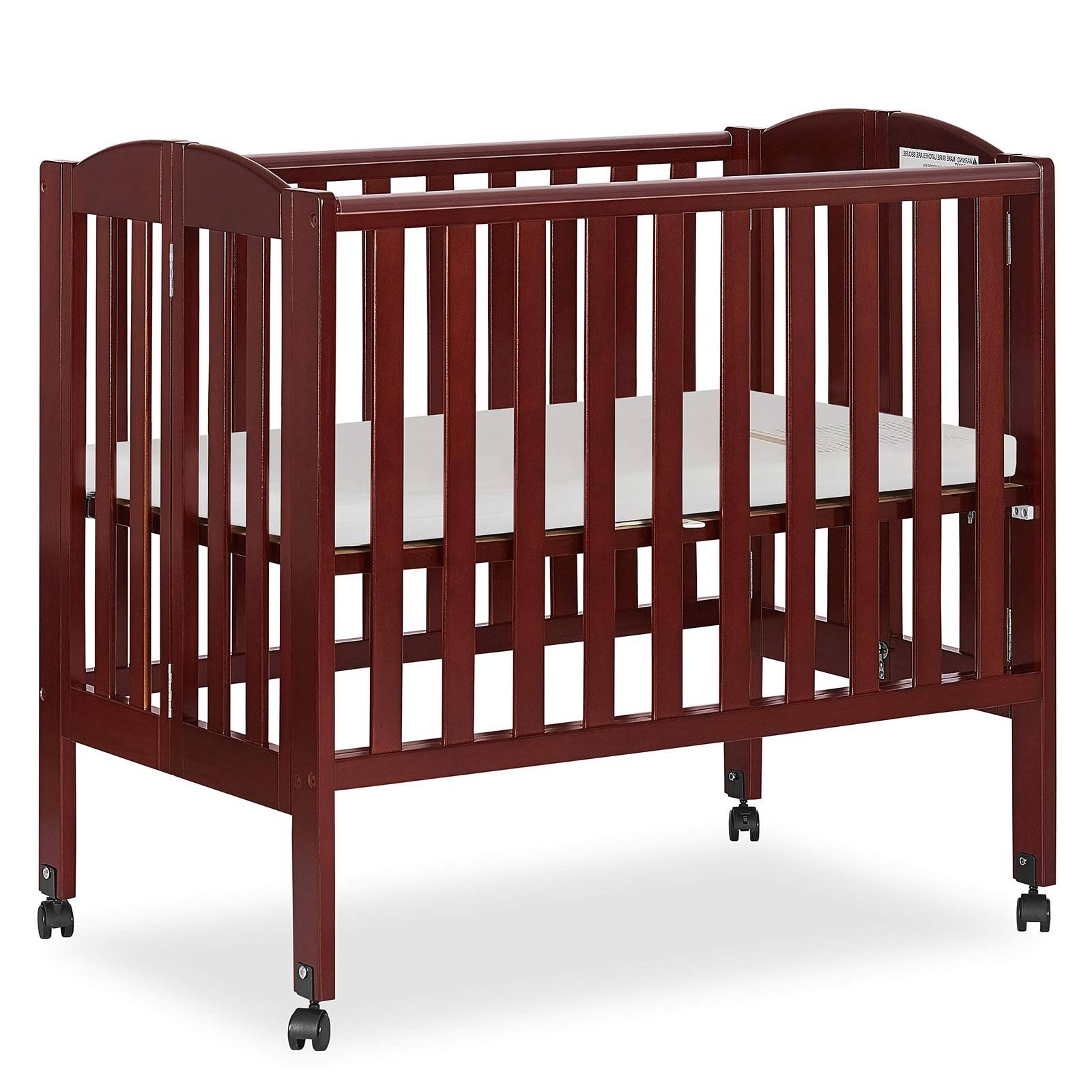 Dream On Me 2-in-1 Wood Folding Portable Crib, Cherry