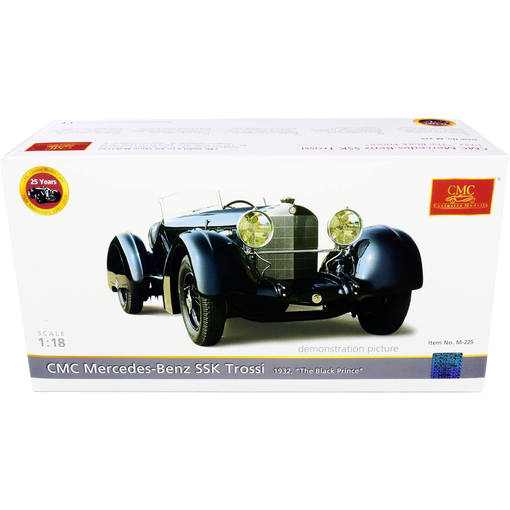 1932 Mercedes Benz SSK Trossi The Black Prince 1/18 Diecast Model Car by CMC