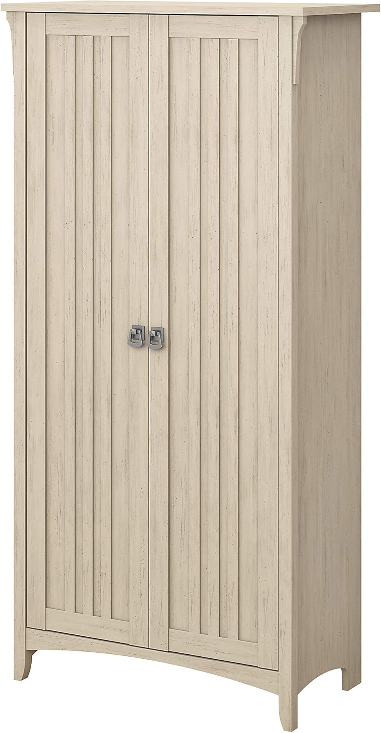 Bush Furniture Salinas Tall Storage Cabinet with Doors in Cape Cod Gray