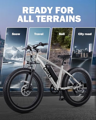Racer Plus Adult Electric Bicycle, Peak 1000W Motor Electric Bike for Adults, Up to 28MPH 65Miles, 26x4.0 Fat Tire Electric Mountain Bike with 48V 13AH Battery, 7 Speed Front Suspension E Bike