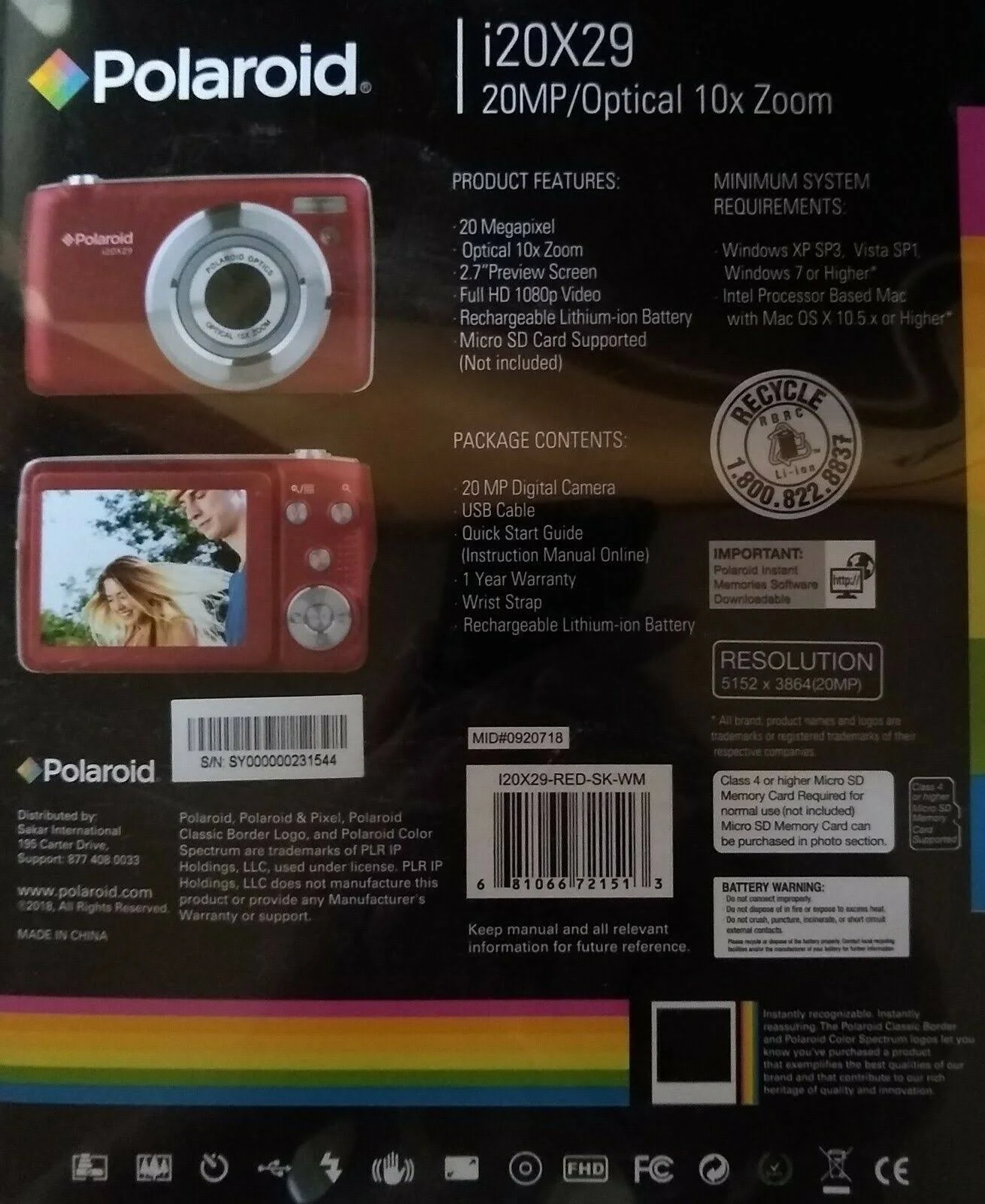 Polaroid i20X29 Digital Camera (Red)