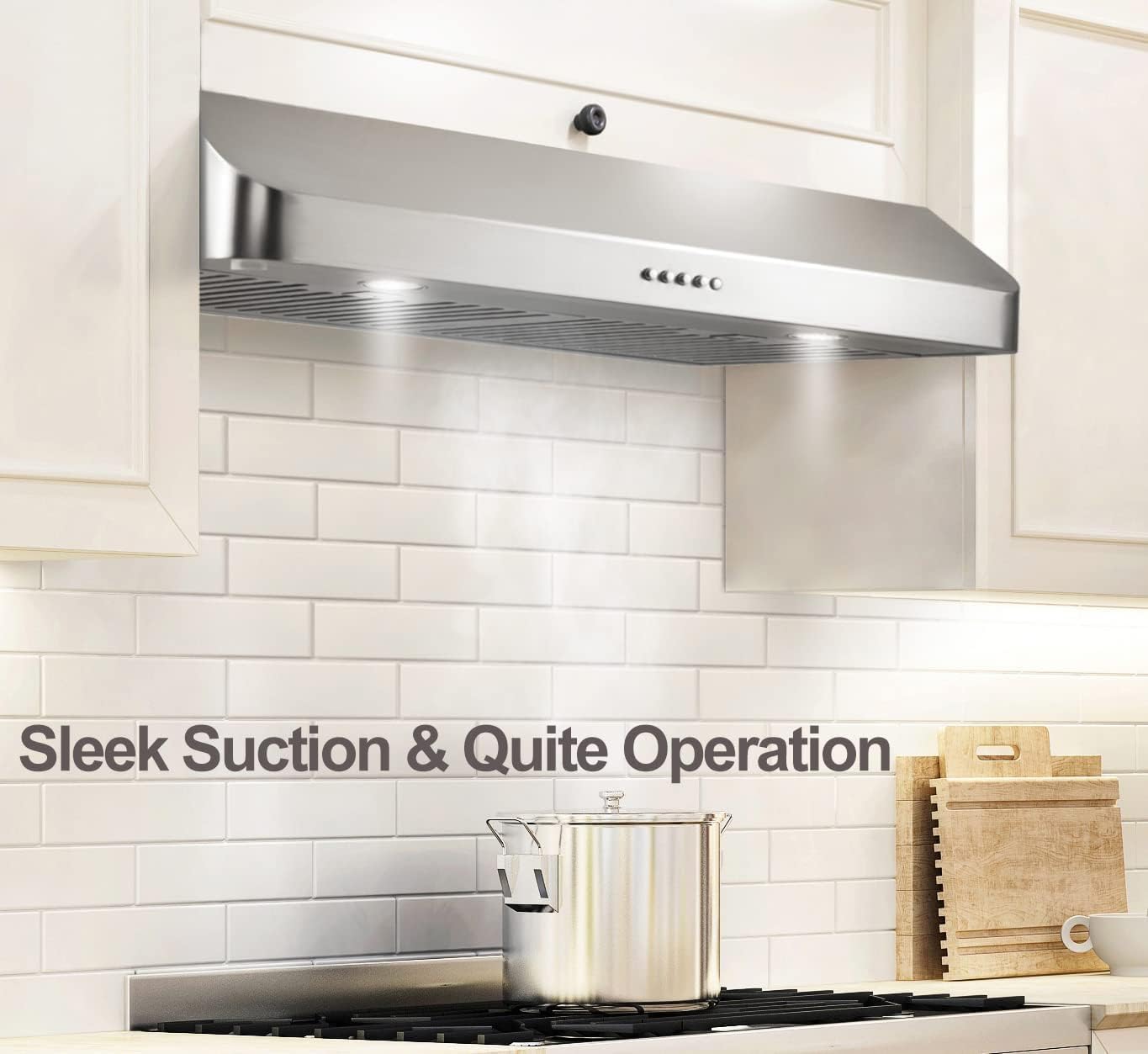 30 Inch Under Cabinet Range Hood Kitchen Vent Hood,Built in Range Hood with 400CFM for Ducted in Stainless Steel, with Permanent Stainless Steel Filters