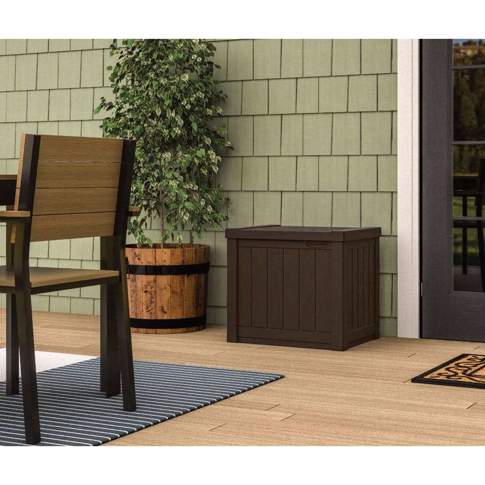 Suncast 17 x 22 inch Resin 22-Gallon Patio Storage Deck Box, Java Brown (2 Pack)