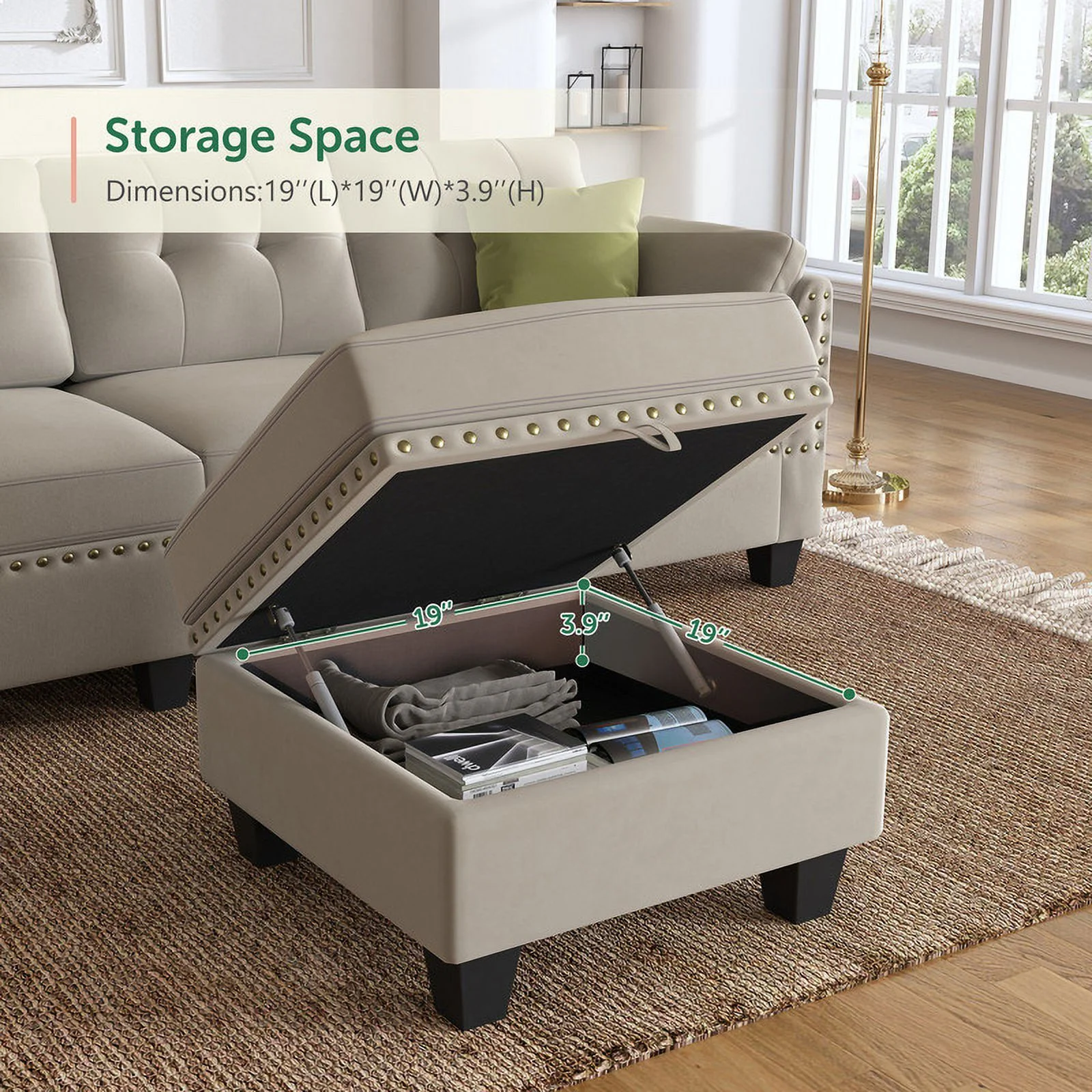 HONBAY Reversible Sectional Sofa L-Shaped Corner Sofa Couch for Living Room and Small Space Apartment, Pearl Grey