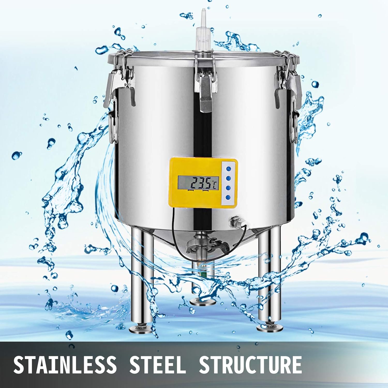 VBENLEM 14 Gallon Stainless Steel Brew Fermenter Home Brewing Brew Bucket Fermenter with conical Base Brewing Equipment