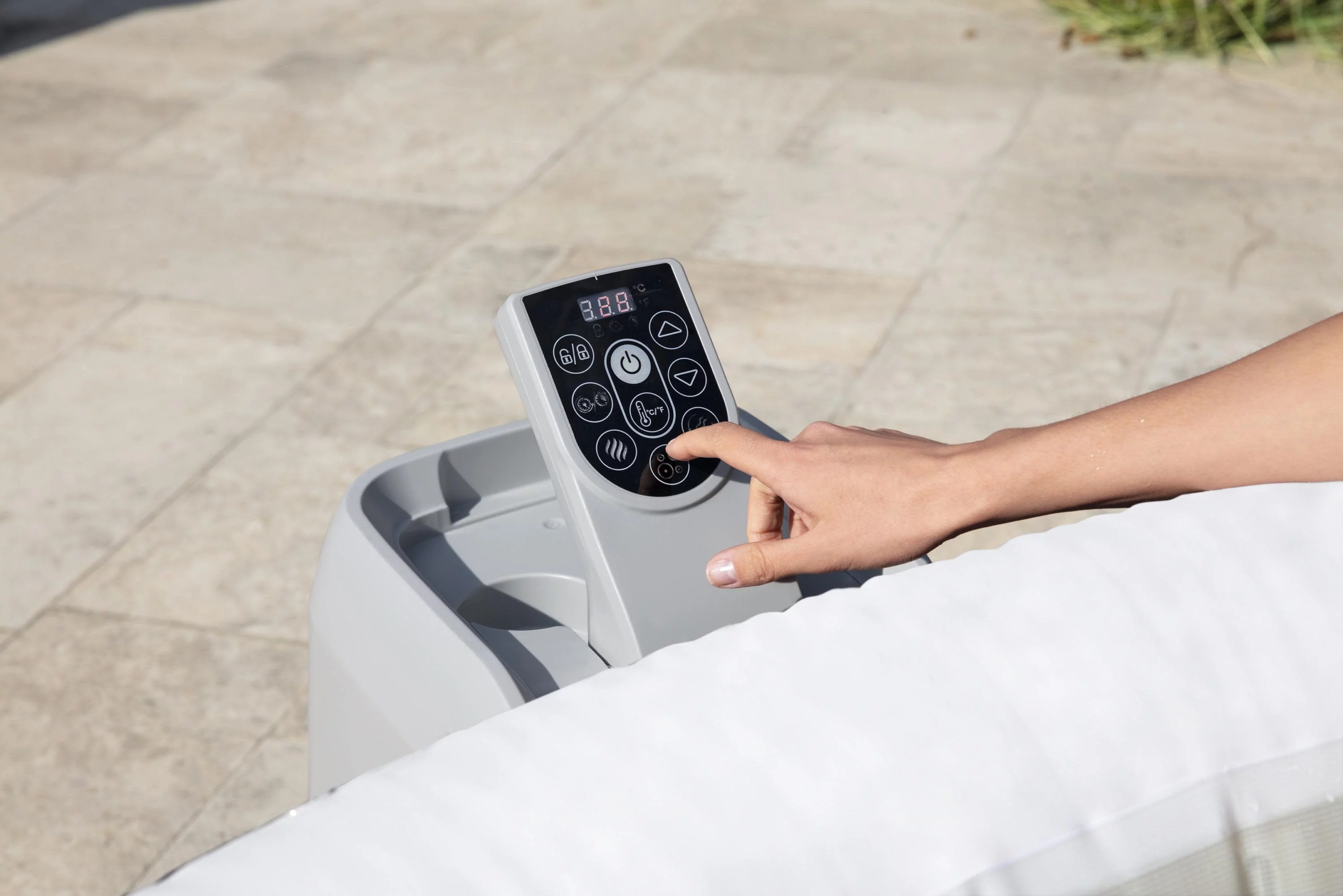 SaluSpa 77" x 26" Hollywood 240 Gal. Inflatable Hot Tub with LED Lights, 104˚F Max Temperature