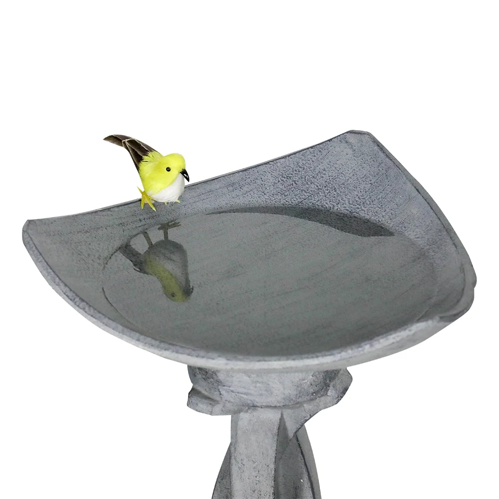 22.8" H Bird Baths for Outdoors- Concrete Tall Bird Bath Stylish with Designed Pedestal for Garden, Patio, Lawn, Backyard - Modern Pedestal Outdoor Garden Birdbath