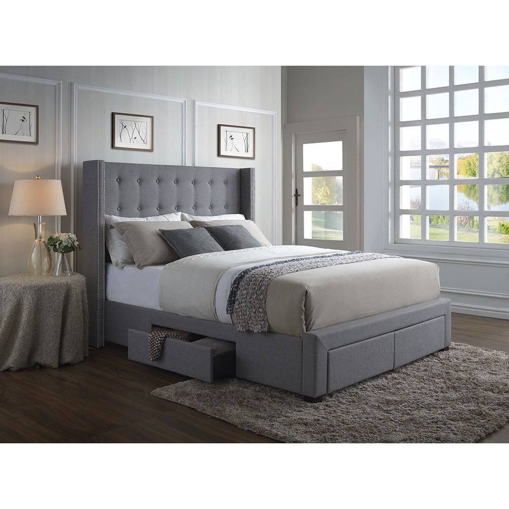 Strick u0026 Bolton Roth Grey Linen Wingback Storage Bed - Full