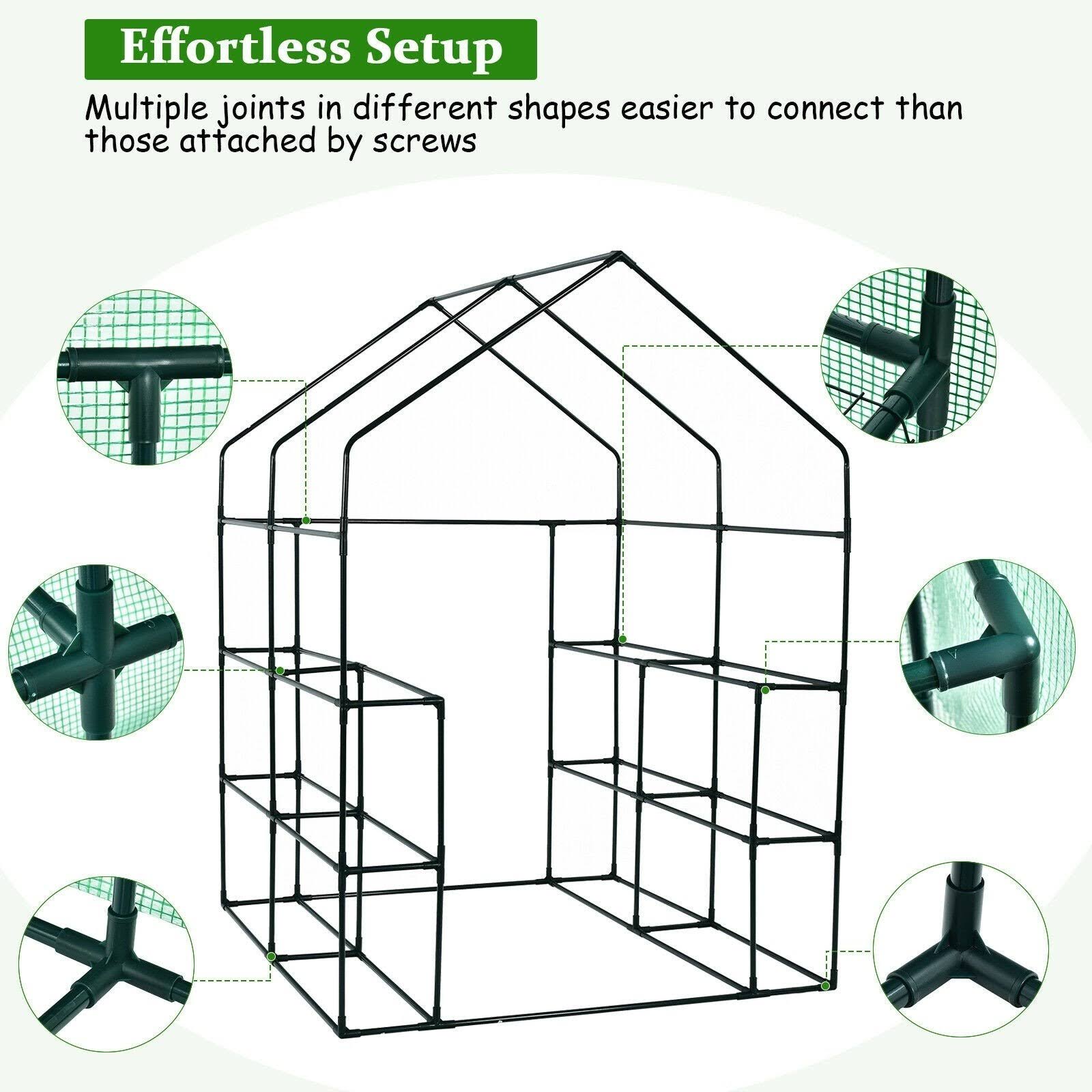 Walk-In Greenhouse 56x22 x 56x22 x 77x22 Gardening with Observation Windows