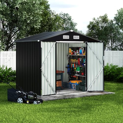 All-Weather Resin Shed with Window, Outdoor Plastic Garden Shed with Lockable Door and Vents, Outdoor Resin Storage Sheds for Tool, Bike, Backyard, Patio