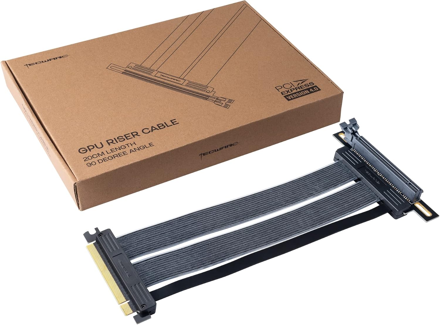 Tecware PCIE GEN 4.0 Riser Extension Cable for Vertical GPU Mount (PCIE 4.0 Right Angle (90 Degree))