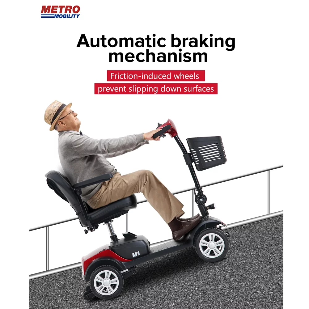 BTMWAY Mobility Scooter, 4 Wheels Electric Scooter for Seniors, Compact Folding Travel Mobility Scooters for Adult, Transformer Mobility Scooter with Swivel Seat, Front and Rear LED Light, Silver