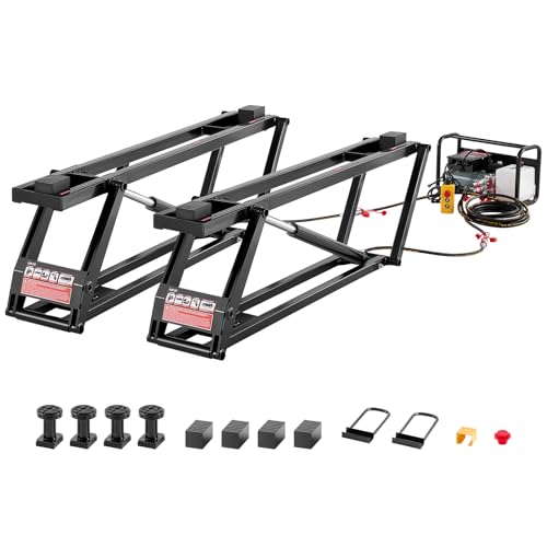 VEVOR Car Lift, 7000 lbs Capacity Car Lifts for Home Garage, 3-Level Adjustable with 29.4" Lift Height & Remote Control, Auto Lock Portable Car Lift with 4 Rubber Pads & 4 Lifting Columns