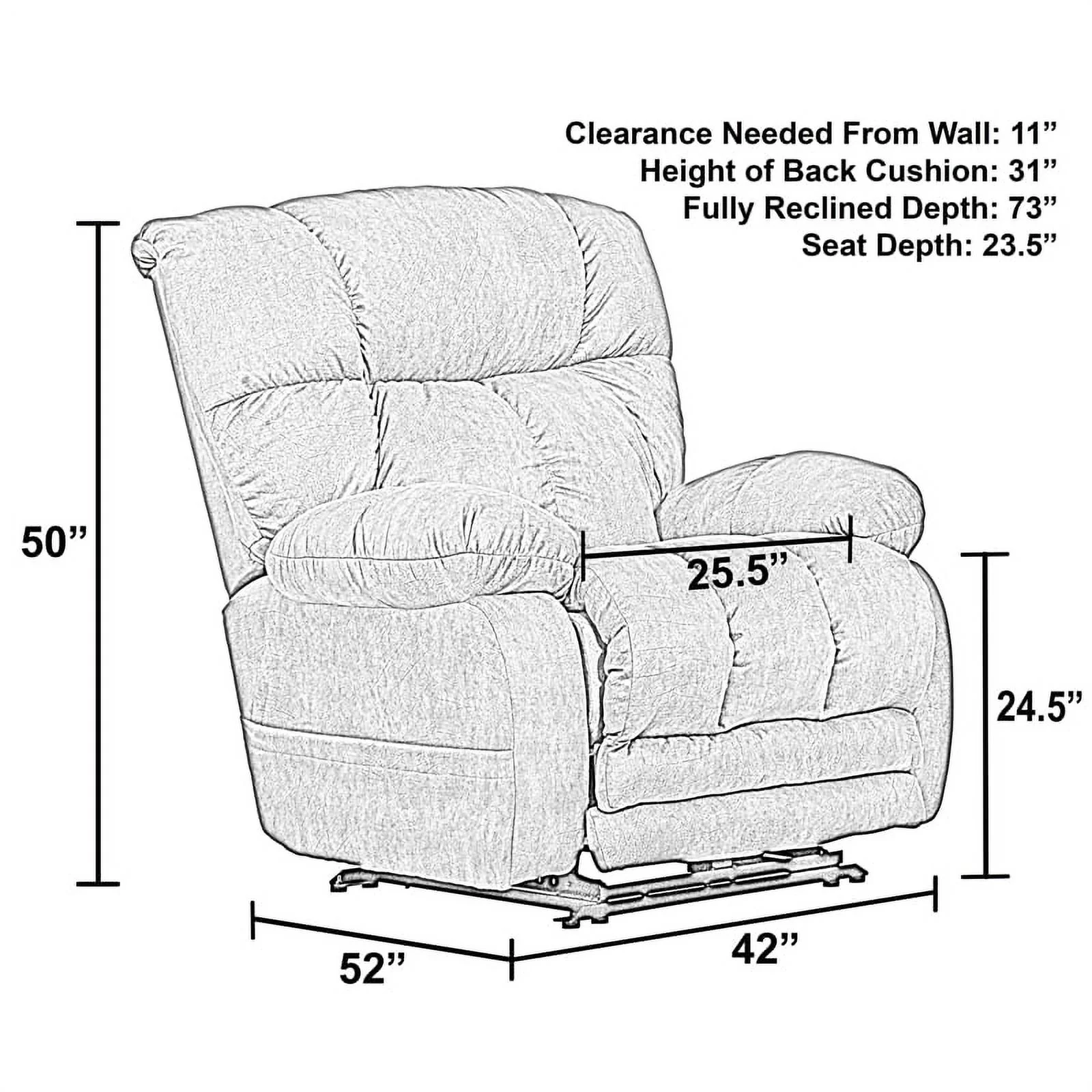 Catnapper Dixon Oversized Power Lay Flat Recliner in Gray Fabric