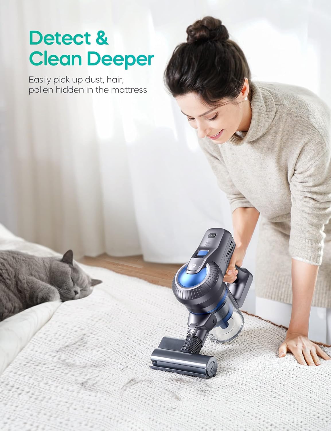 Greenote Cordless Vacuum Cleaner, 23000PA Stick Vacuum 4 in 1, 200W with Dual Digital Motor LED Headlights, 35 Mins Runtime, Handheld Lightweight Vacuum for Home Hard Floor Carpet Pet Car