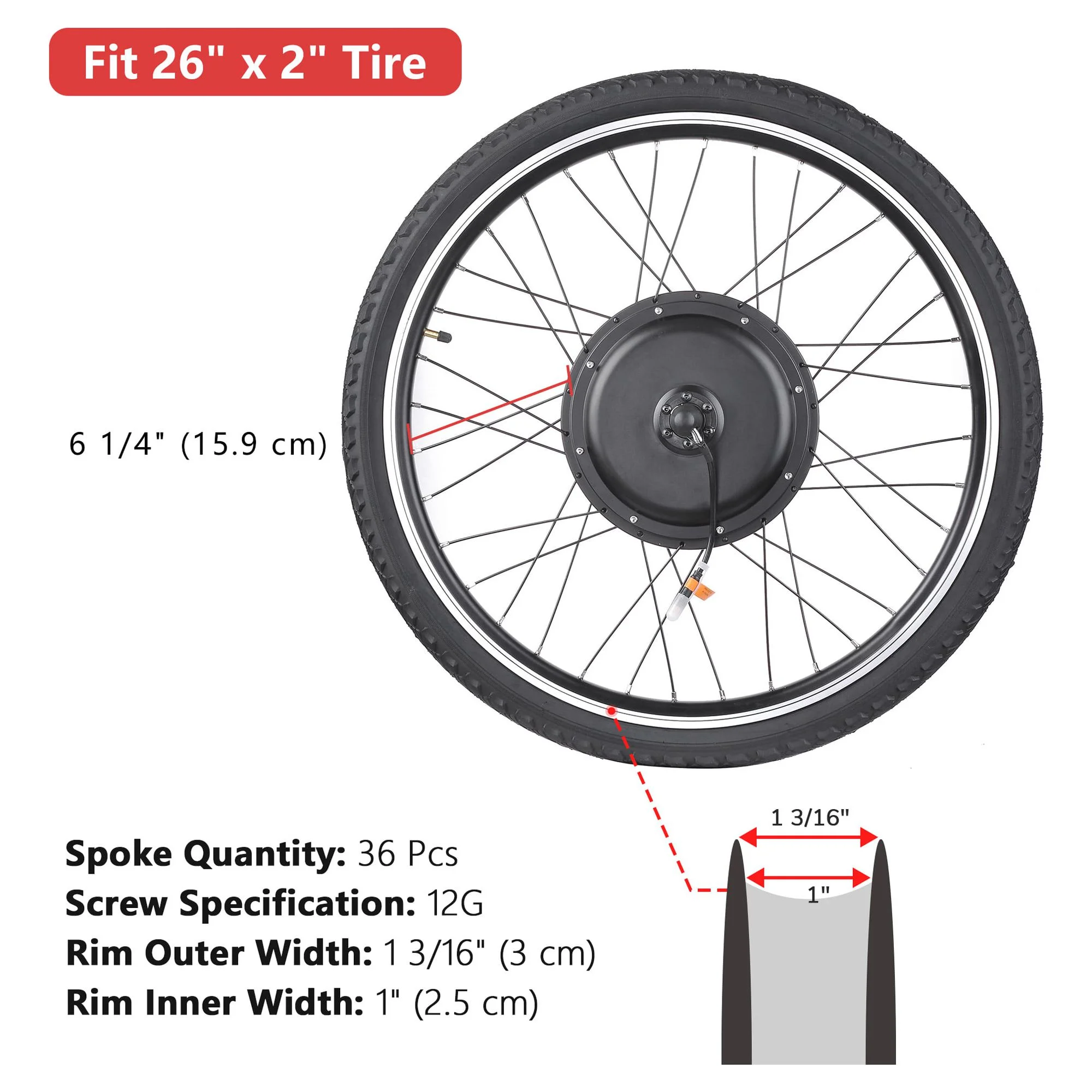 Yescom Electric Bike Conversion Kit 48V 1000W 26" Rear Wheel E-Bike Conversion Kit W/ LCD Display PAS