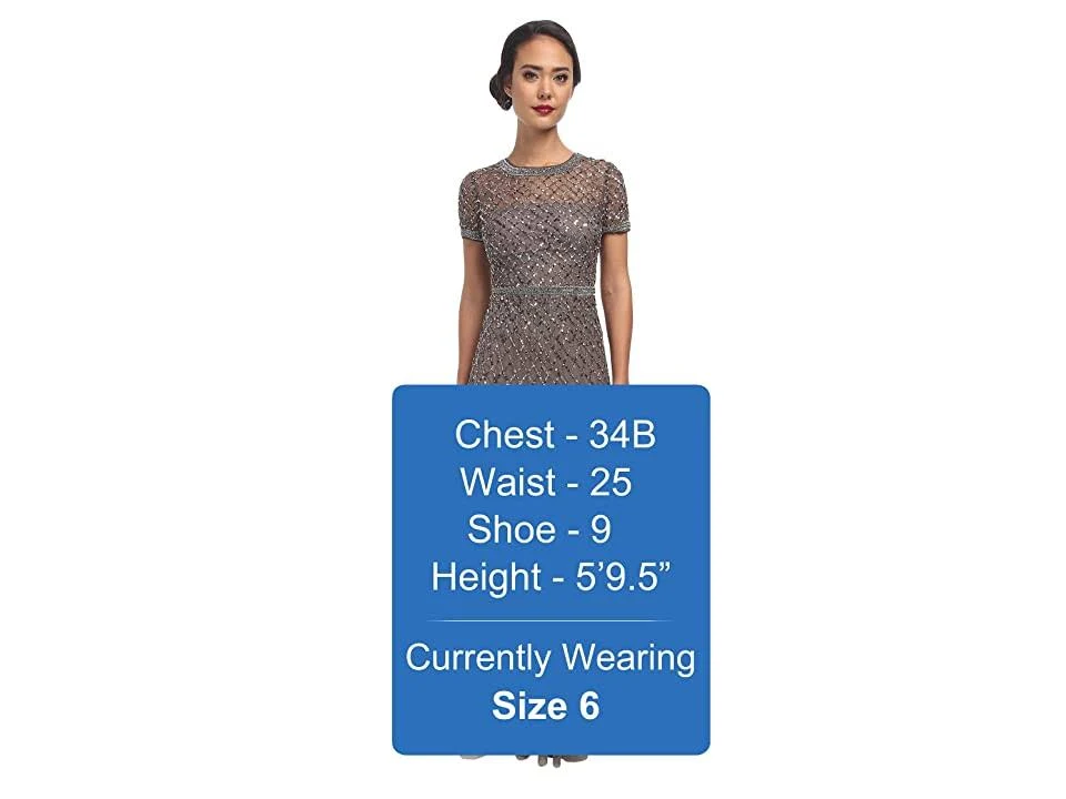 Adrianna Papell Cap Sleeve Beaded Gown 16 Lead