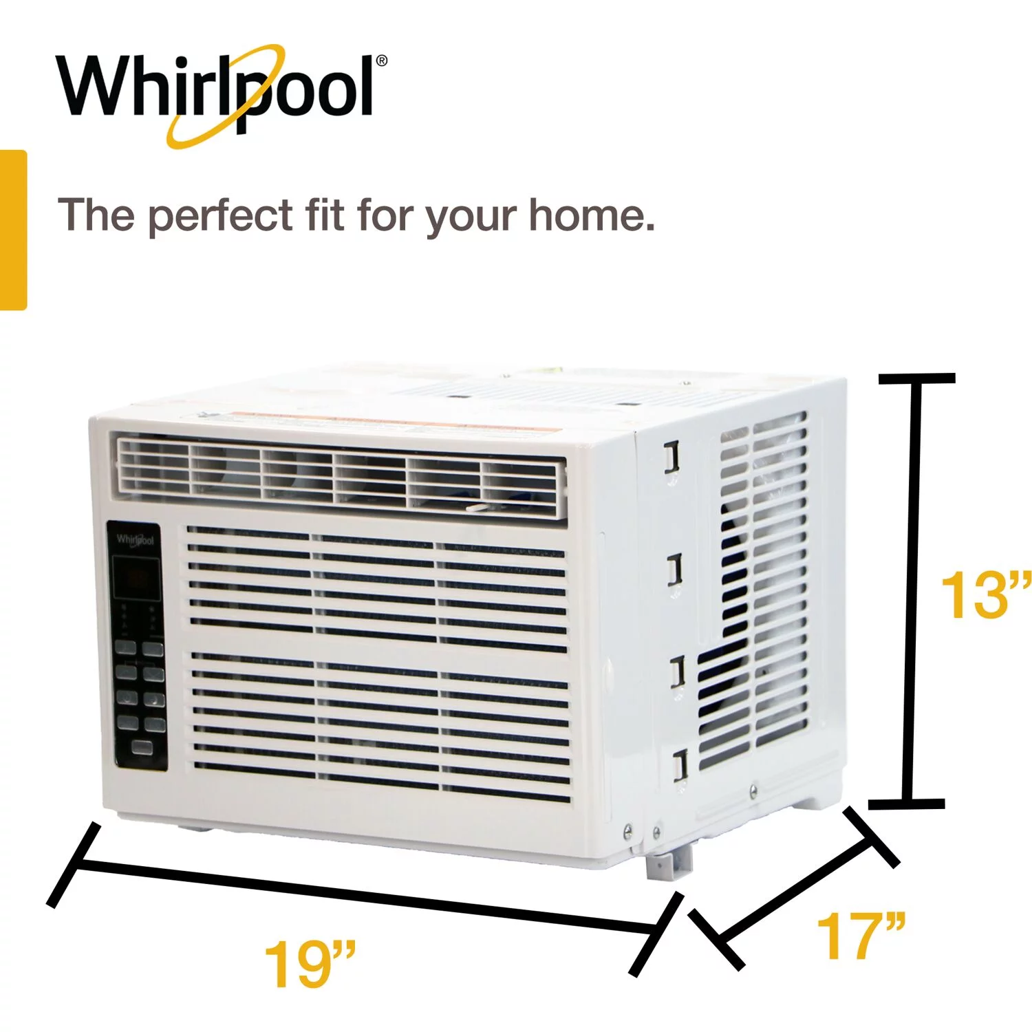 Whirlpool Energy Star 6,000 BTU 115V Window-Mounted Air Conditioner with Remote Control | Digital Display | Dehumidifier | 24H-Timer | Cooling for Living Room, Bedroom, Areas up to 250 Sq.Ft