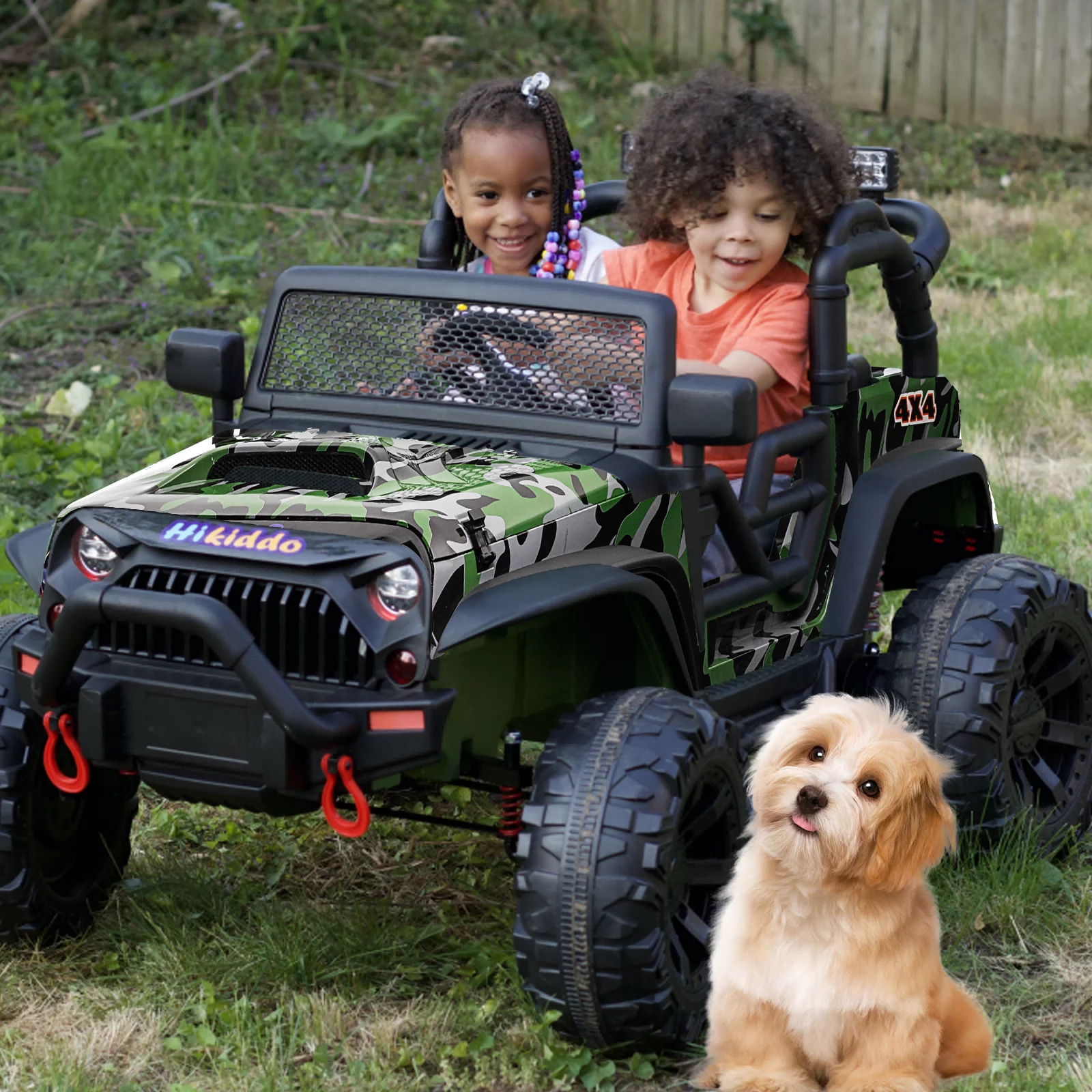 Hikiddo 24V Kids Ride on Truck, 2 Seater Powered Ride on Toy Car with Remote