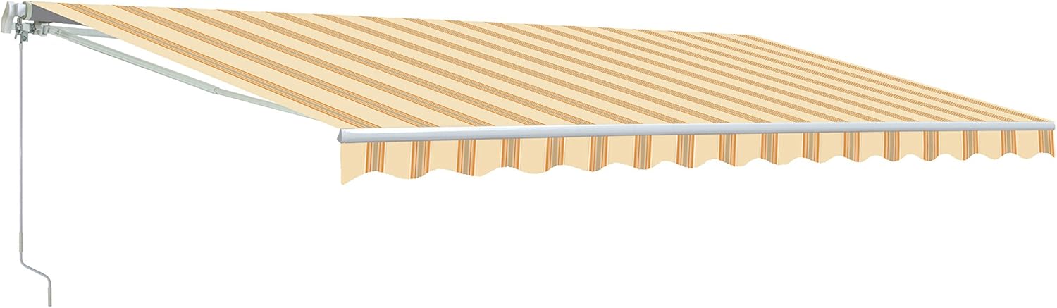 ALEKO Retractable 13x10 Feet Manual White Frame Patio Awning - 100% Polyester Canopy, Cover, Sun Shade, Shelter for Yard, Deck, Balcony - UV Protection &ndash; Black - AW13X10BK81