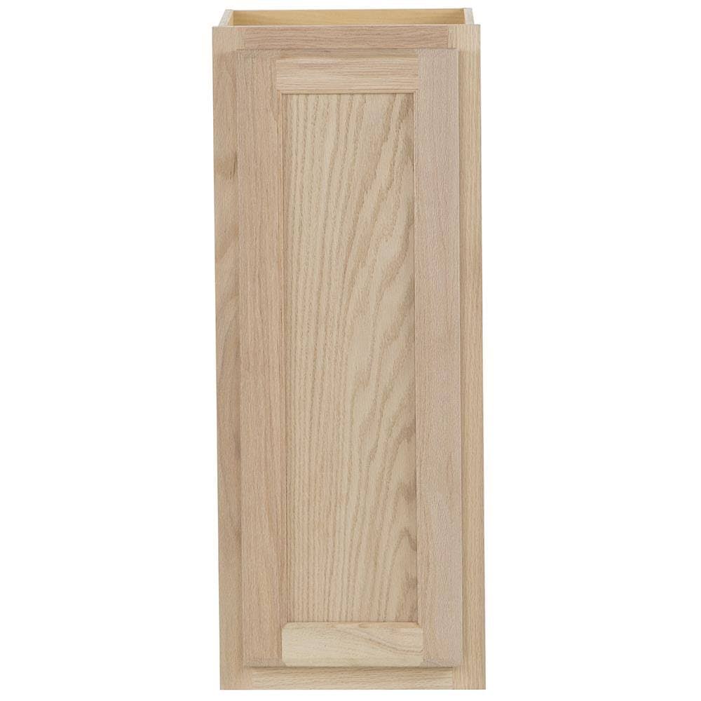 Project Source 12-in W x 30-in H x 12.75-in D Natural Unfinished Oak Door Wall Fully Assembled Stock (Prefabricated) Cabinet in