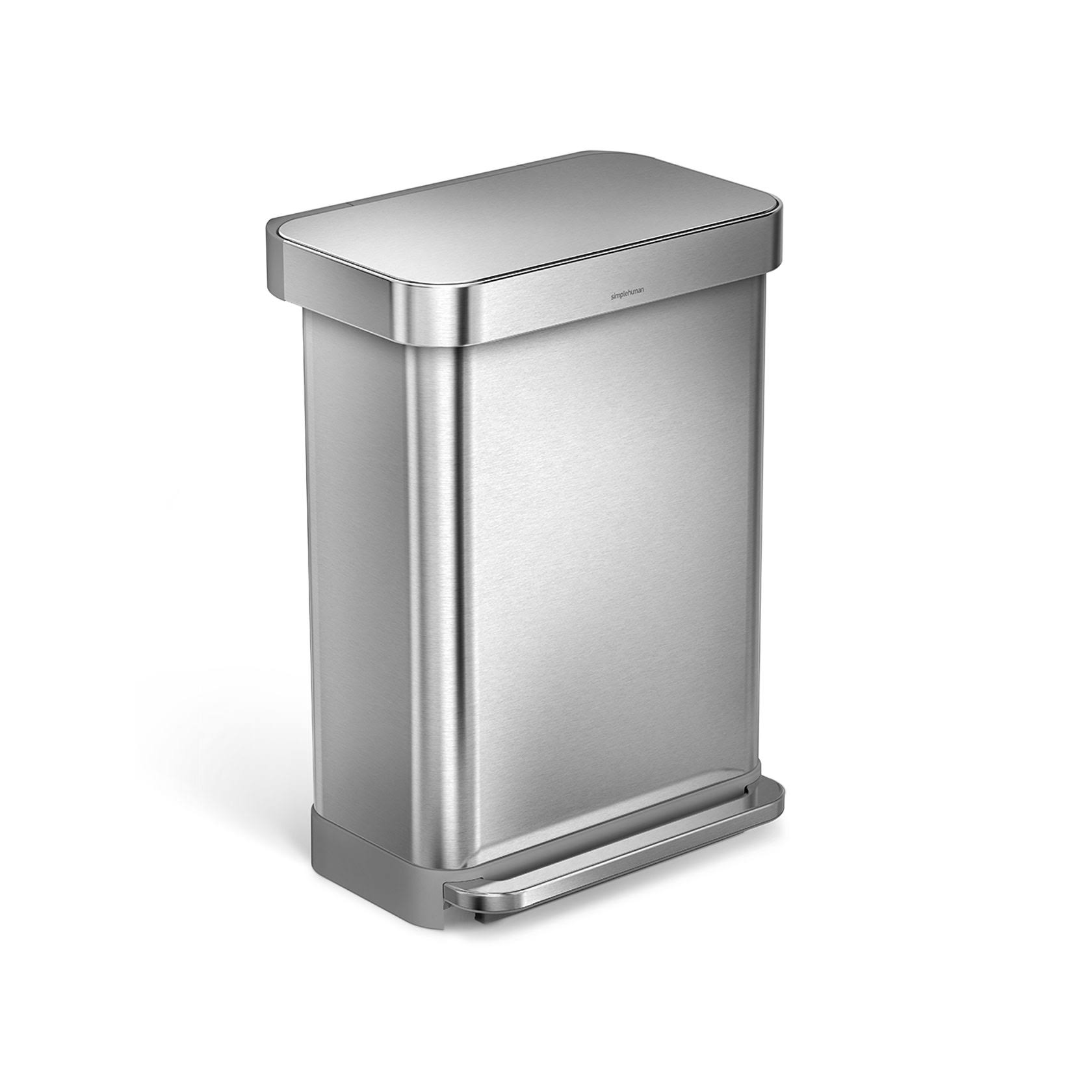 simplehuman 55-Liter Rectangular Step Trash Can with Liner Pocket/STAINLESS Steel