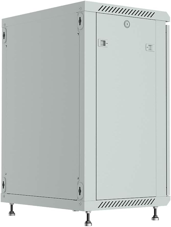 Sysracks 15U Wall Mount Gray IT Network Av Data Server Rack Cabinet Enclosure 24 Inch Depth - 2 Shelves - 8-Way PDU - Fan - Adjustable Feet - Hardware