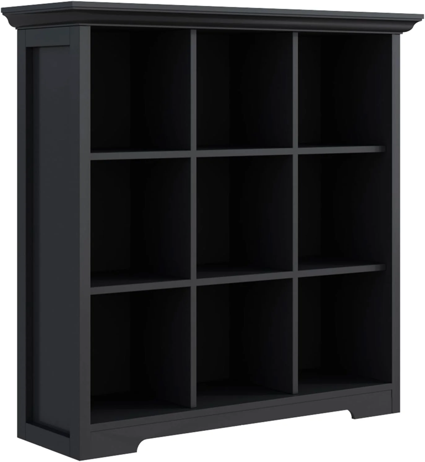 HYUN Cube Storage Bookcase with Base - Wooden 3 Tiers Floor Standing Open Shelf Cabinet for Home and Office, 9-Cube Lattice Bookshelf, Black - Curated Treasures Market