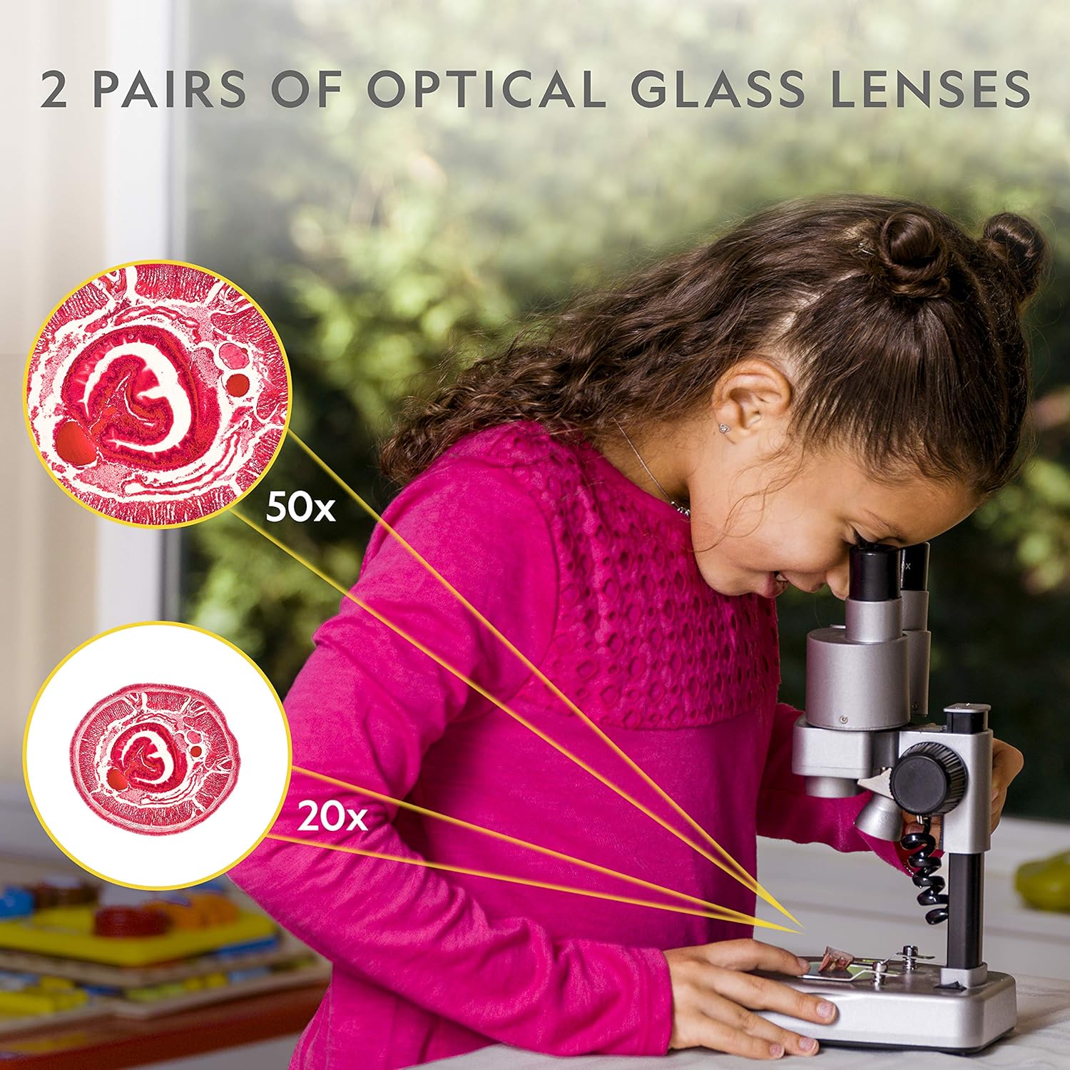 NATIONAL GEOGRAPHIC Microscope Science Kit - Dual LED Microscope for Kids, Ultra Bright 20x & 50x Magnification, 35 Microscope Slides and Covers, Most Complete Microscope Kit for Kids 8-12