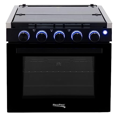 RecPro RV Stove | Gas Range 21" Tall | Optional Vented Range Hood | Black or Silver Color Options