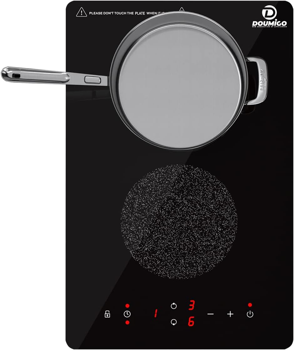 Induction Cooktop, 2 Burner Electric Cooktop 120V Vertical Electric Stove, 12 Inch LED Touch Screen, Fast Heat, 9 Heating Level, Kid Safety Lock, and Timer