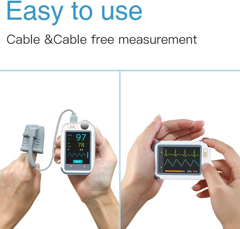 Wellue Heart Monitor Plus, Portable Bluetooth Heart Health Tracker, Wireless Detection Device with Heart Rate Tracking Function, Used for Home Health Care, Free APP for iOS Android Phone & PC Software