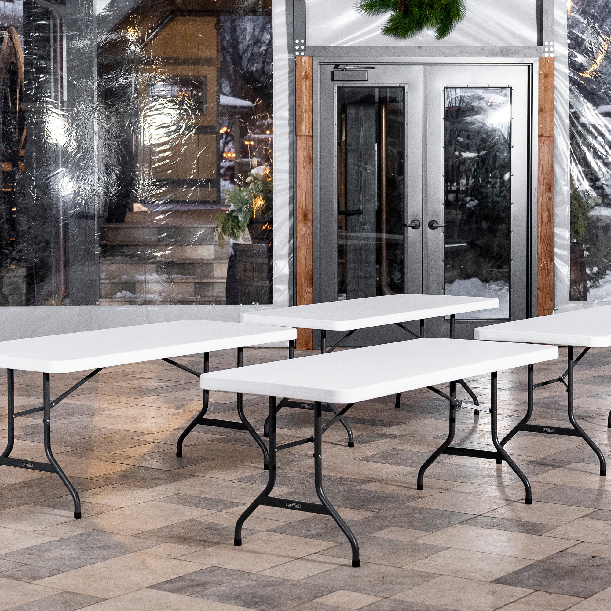 Lifetime 6 ft. Rectangle Folding Table, Indoor/Outdoor Commercial Grade, White Set of 4 (42901)