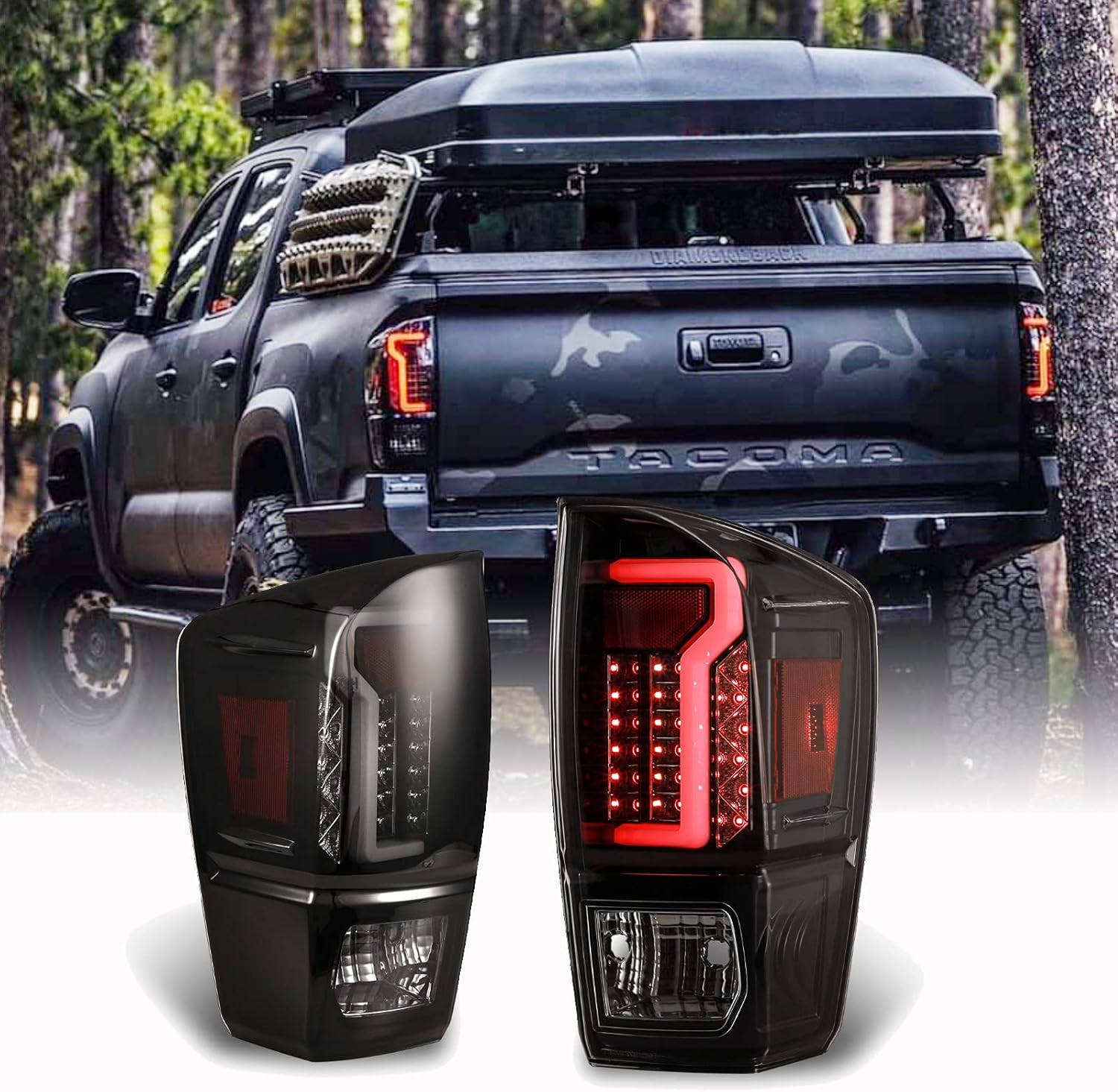 Tail Light Assembly for 2016-2021 Toyota Tacoma, WOLFSTORM Toyota Tacoma LED Tail Light Assembly(Red Lens)
