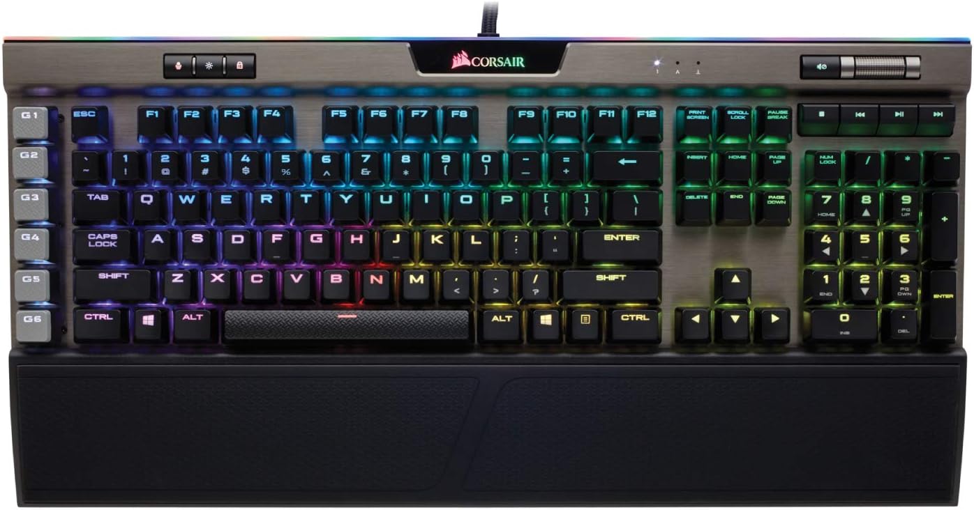 Corsair K95 RGB Platinum Mechanical Gaming Keyboard -  6x Programmable Macro Keys - USB Passthrough & Media Controls - Tactile & Quiet - Cherry MX Brown – RGB LED Backlit