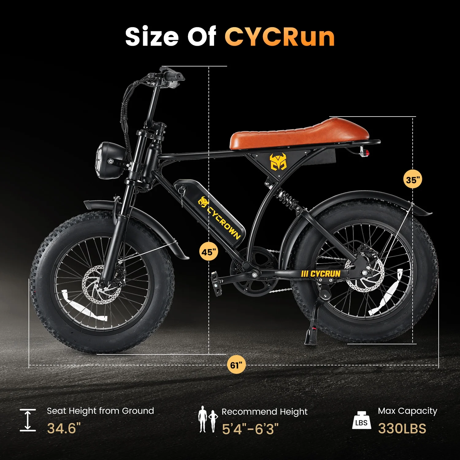 W1-CycRun Electric Bike for Adults 750W Motor with 36V 10.4 Battery, 20MPH 55Miles Moped Style Ebike for Adults, 20" Fat Tire Commuting Off Road Mountain Ebike