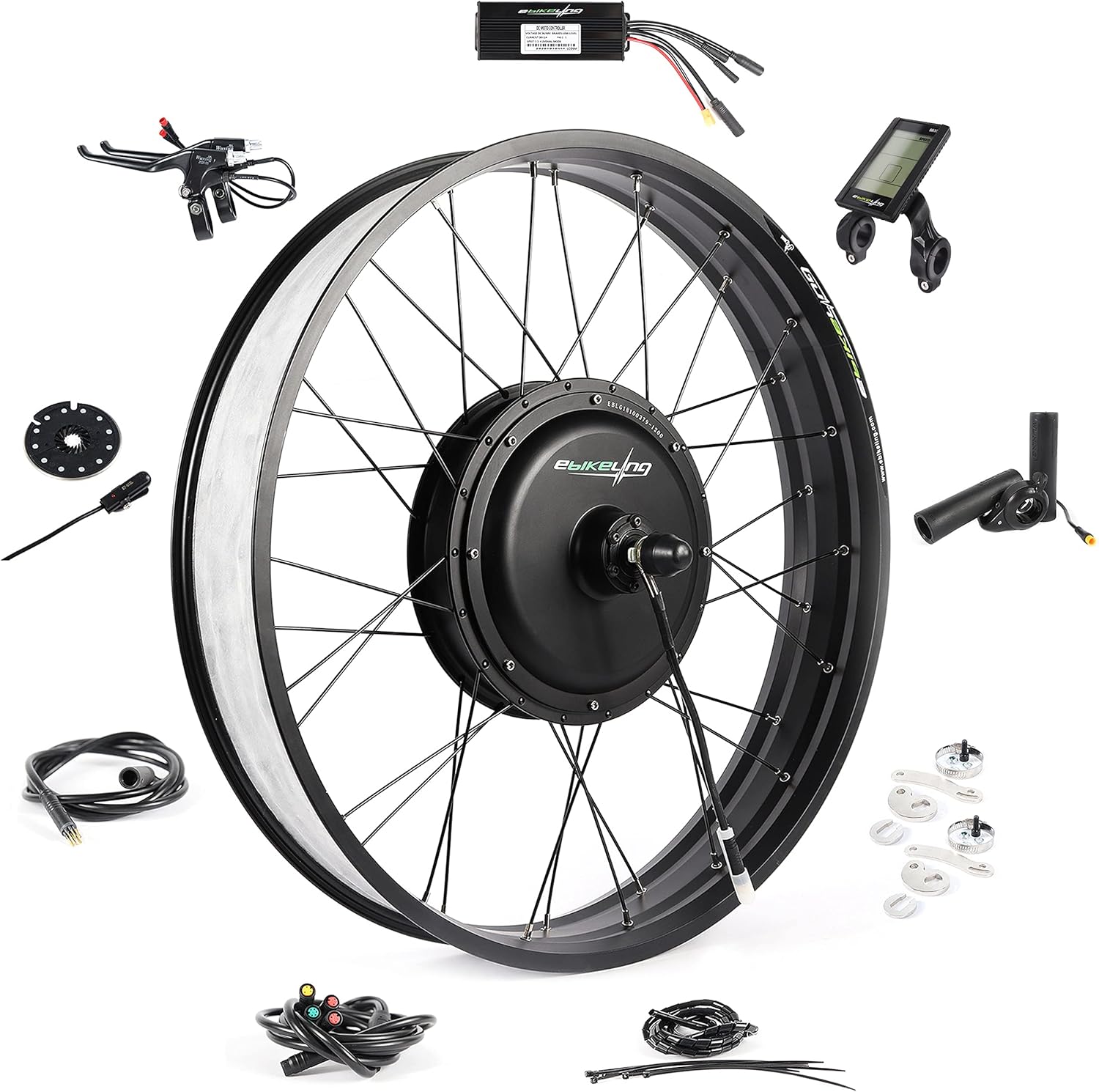 EBIKELING Waterproof Ebike Conversion Kit for Electric Bike 26" Fat Front or Rear Wheel Electric Bicycle Hub Motor Kit