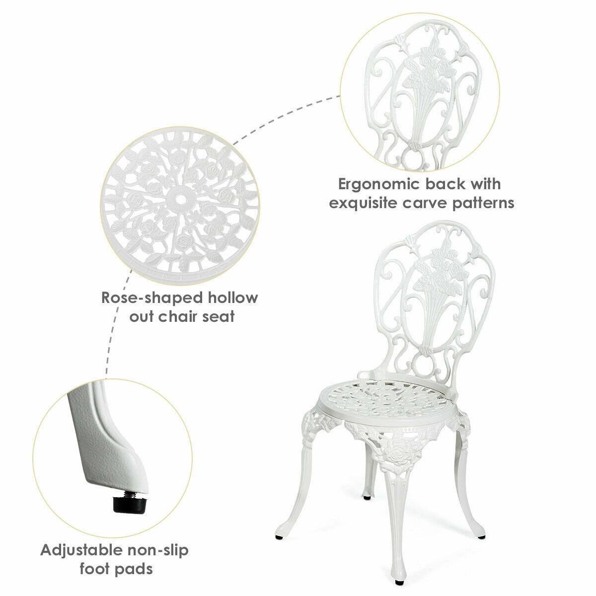 3 Pcs Patio Table Chairs Furniture Bistro Set