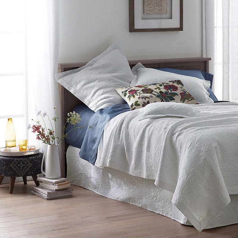 Putnam Cotton Matelasse Coverlet - Dark Gray, Size Full | The Company Store