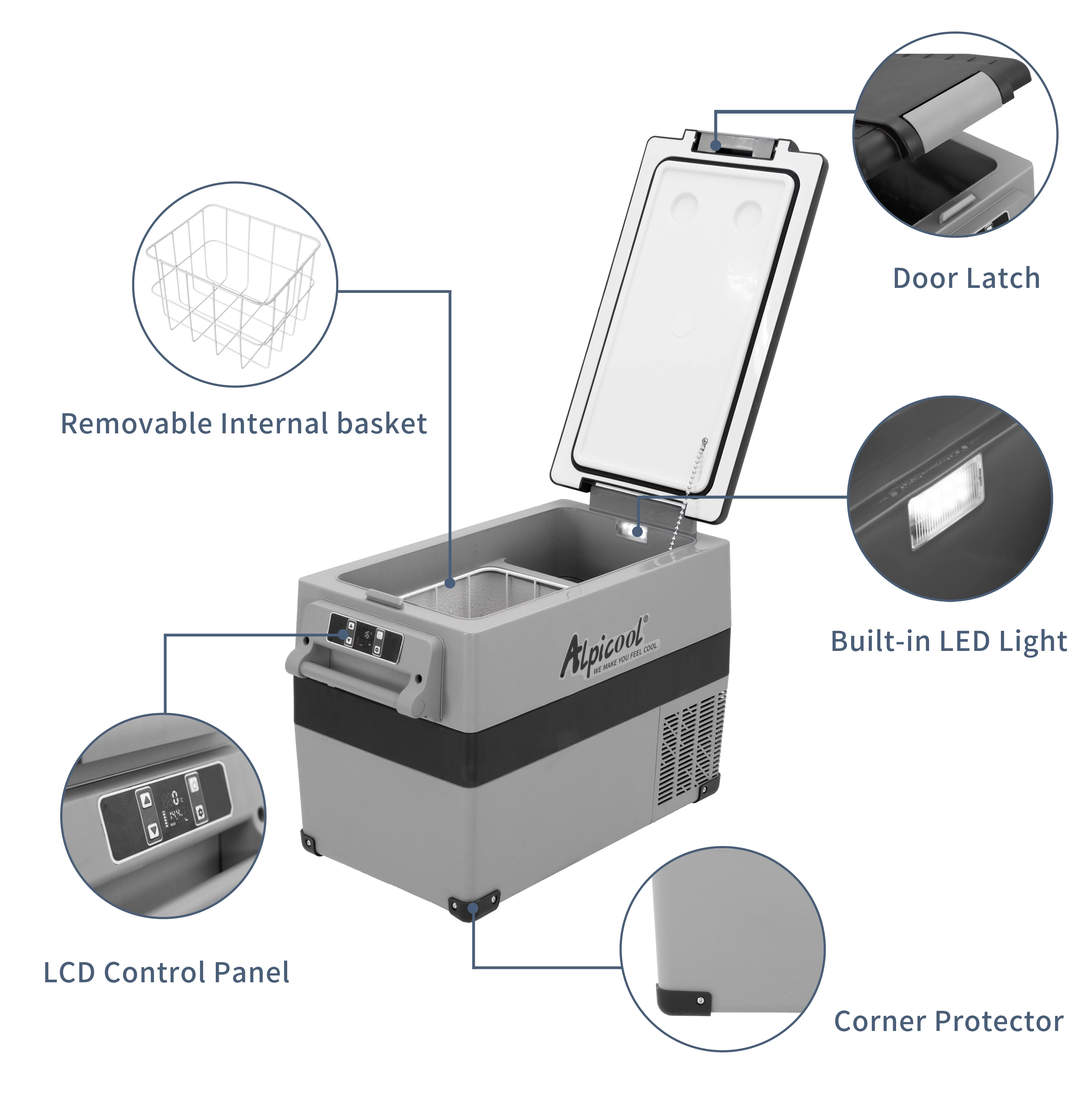 Alpicool CF45 Portable Refrigerator 12 Volt Car Freezer 48 Quart(45 Liter) Vehicle, Car, Truck, RV, Boat, Mini fridge freezer for Driving, Travel, Fishing, Outdoor and Home -4°F to 68°F